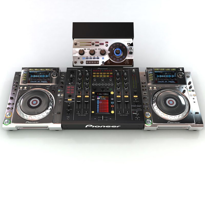 pioneer dj setup turntable 3d model