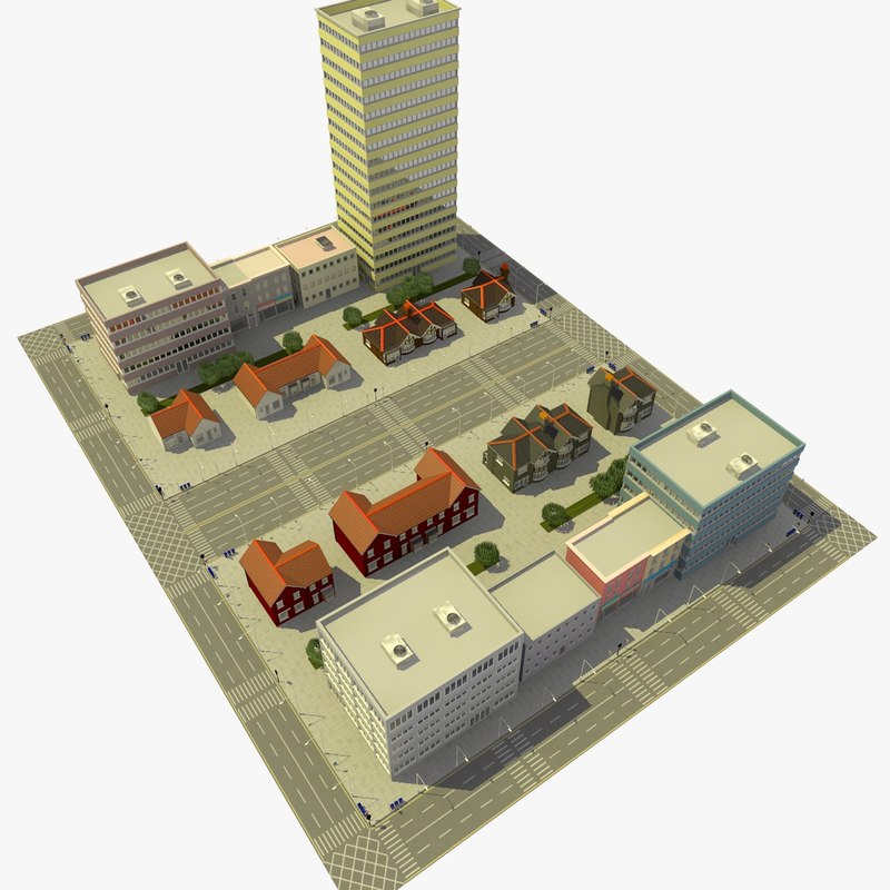 city urban neighborhood block 3d 3ds