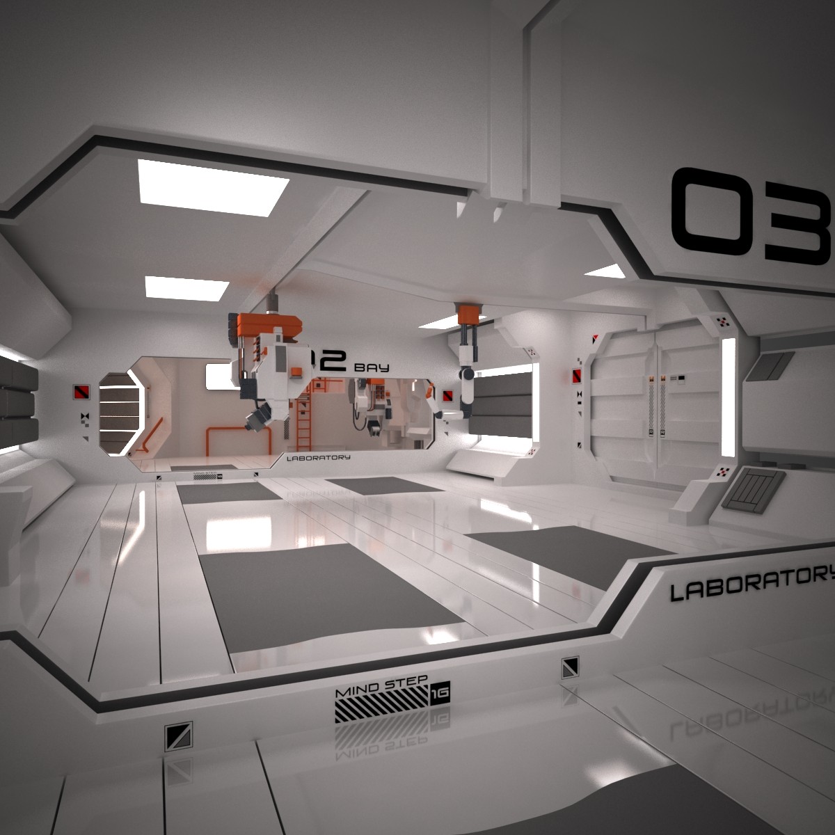 3d futuristic interior scene