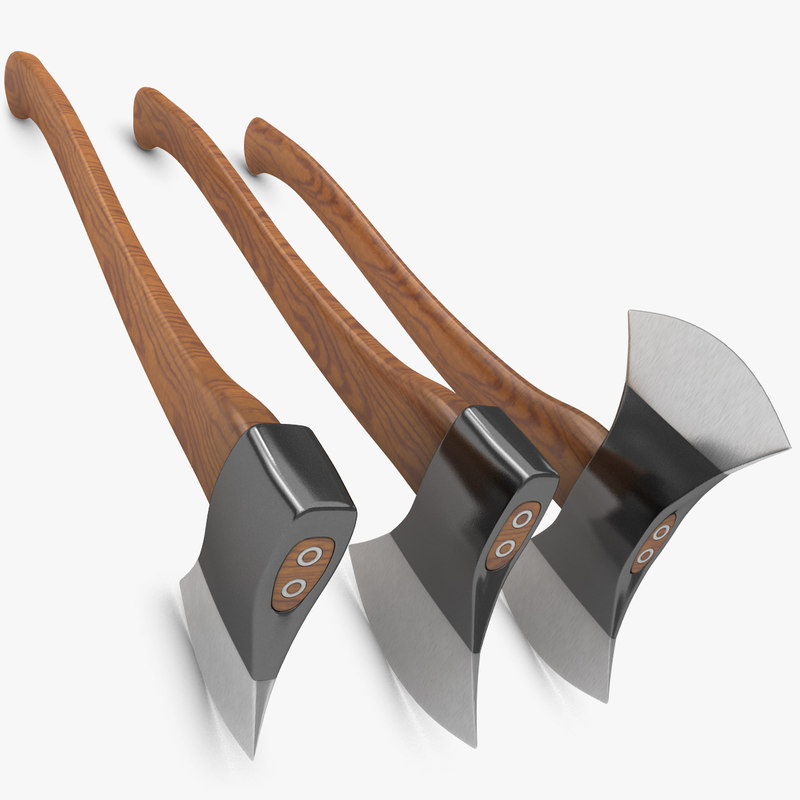 3d model realistic axe set