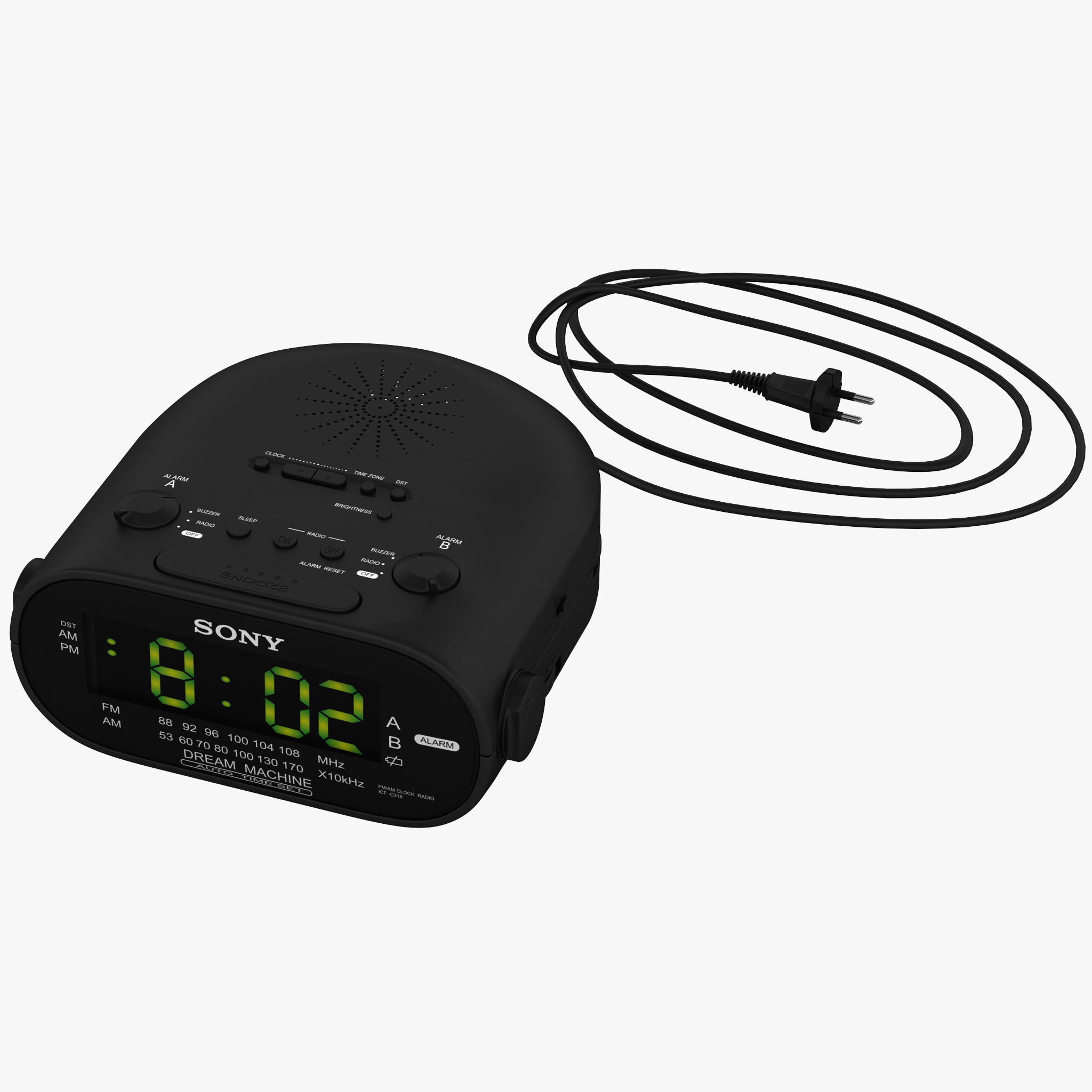 3d clock radio sony icf c318 model