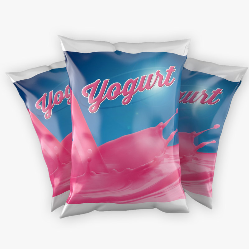 Download 3d model of yogurt sachet Yellowimages Mockups