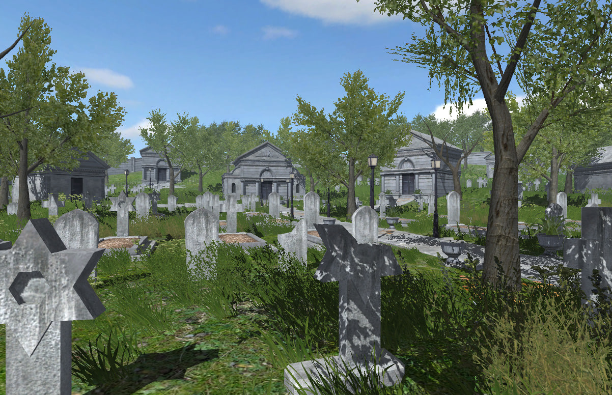 3d model of cemetery plants trees