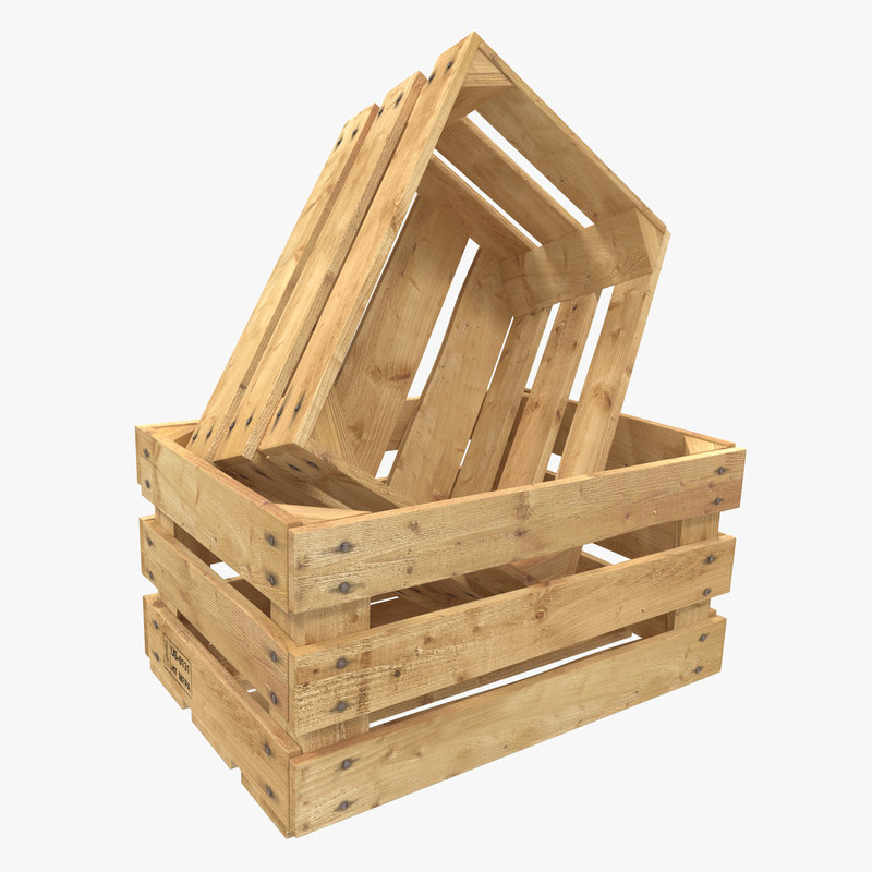 3d model wooden fruit crate