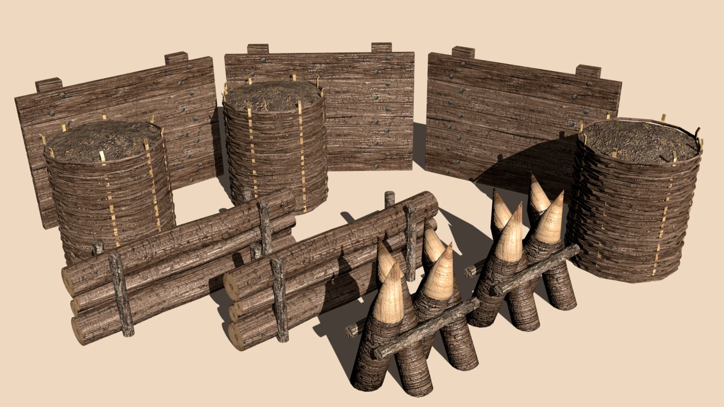 wooden barriers wall 3ds