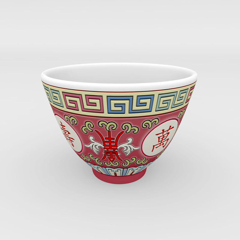 3d traditional chinese porcelain tea cup