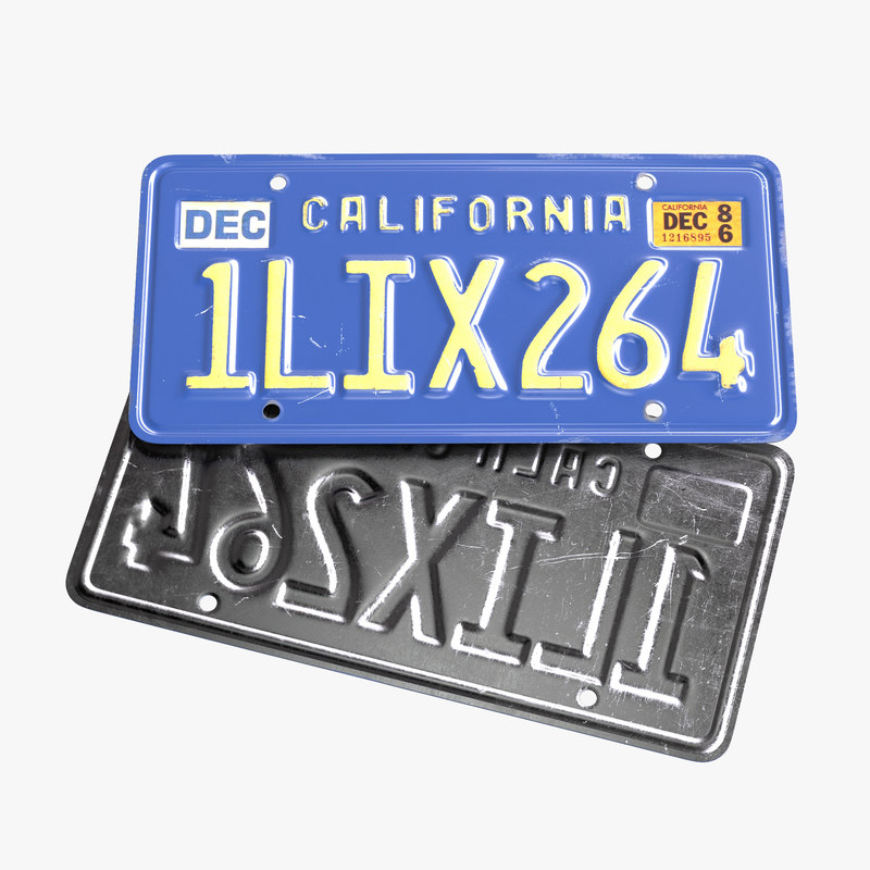 3d license plate california model