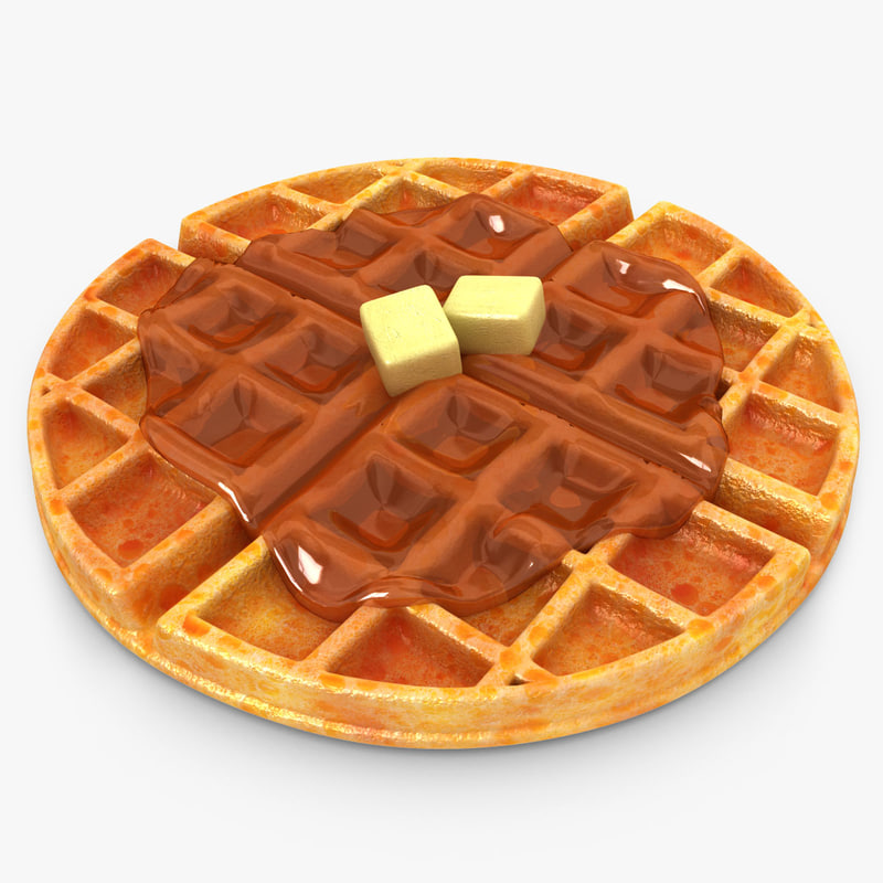 3d model realistic waffle honey butter