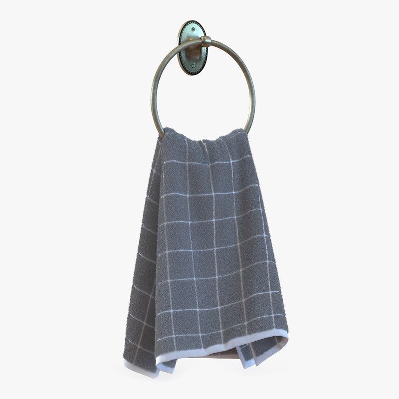 3d model of Hanging Bathroom Towel 2 White with Fur by 3d_molier International