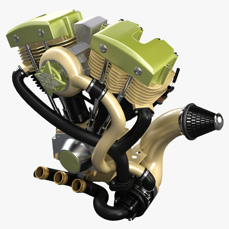 3d model of engine motor motorcycle