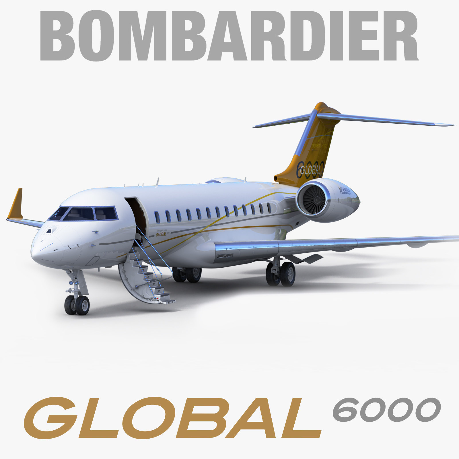 business jet bombardier global 3d model