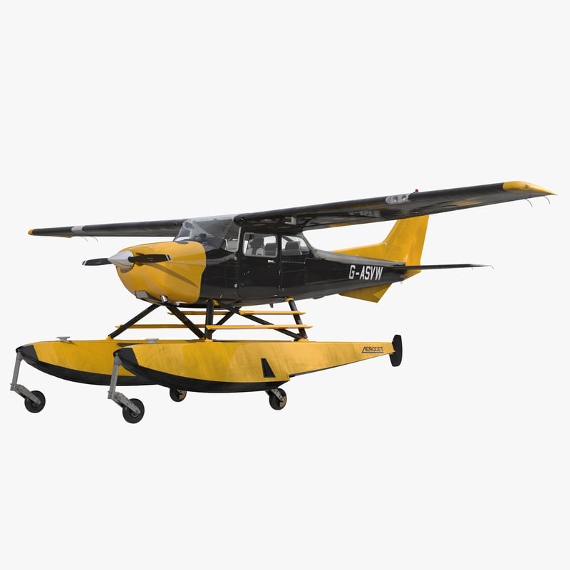c4d cessna 172 black seaplane
