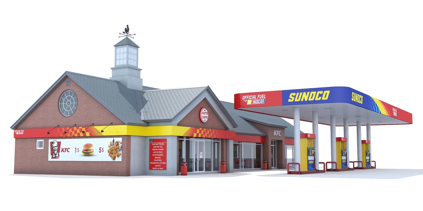 sunoco gas station 3d model