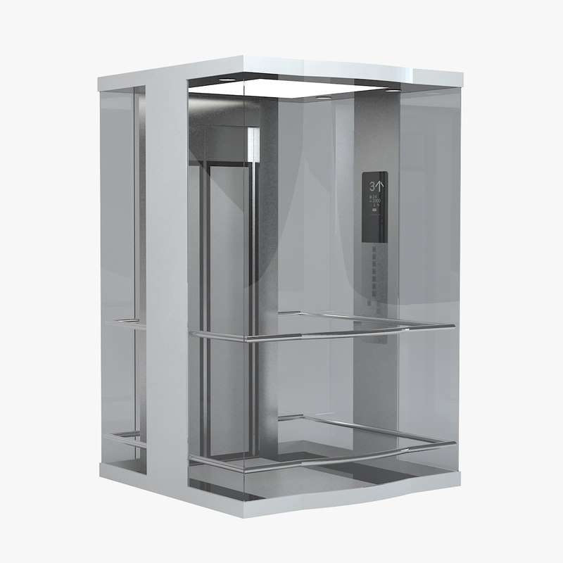 3d transparent glass elevator model