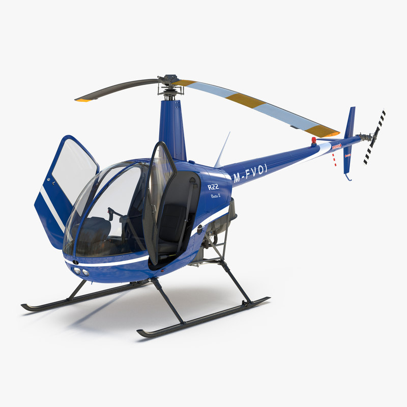 3d model of helicopter robinson r22 rigged
