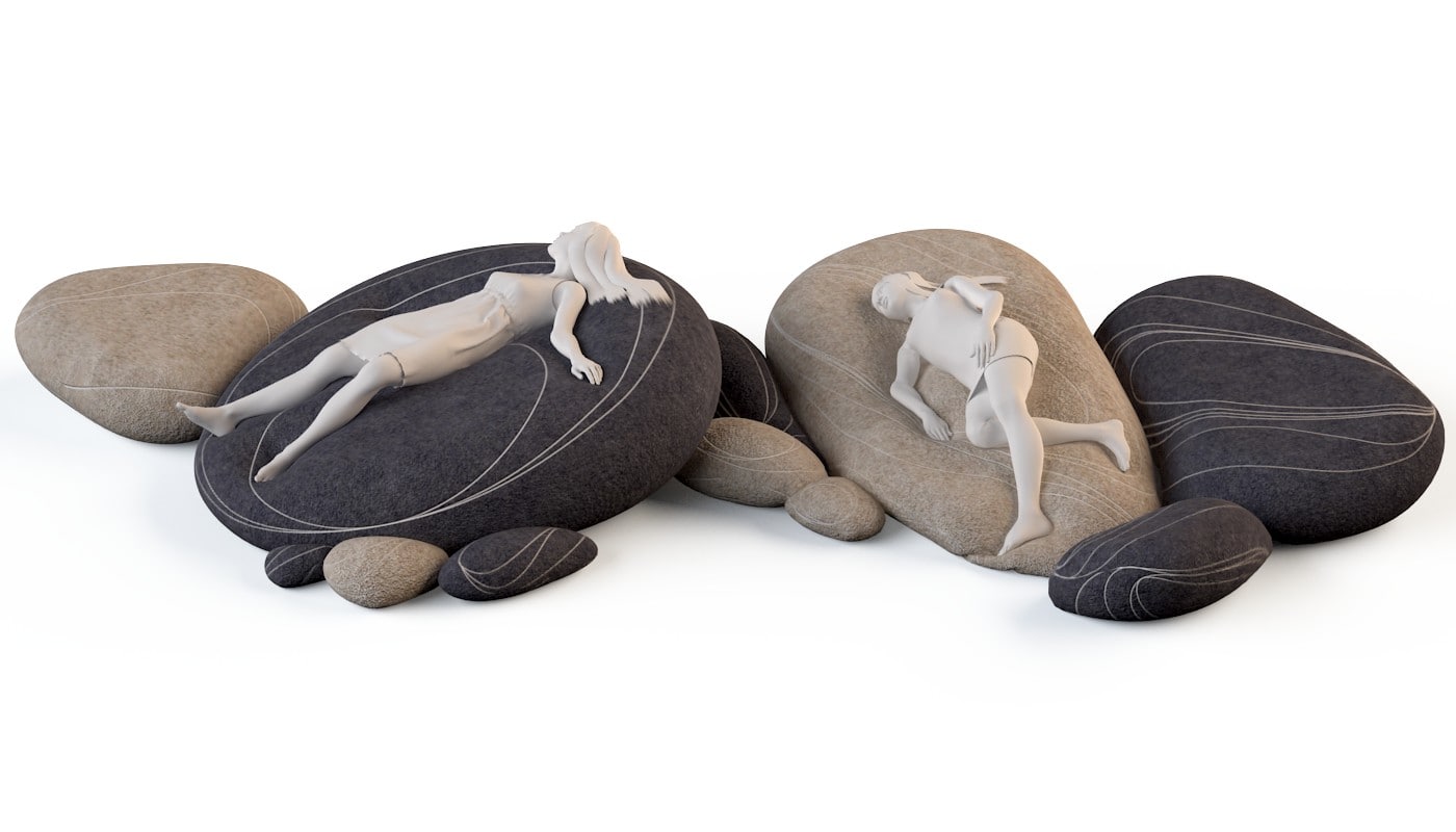 obj floor cushions stone chairs