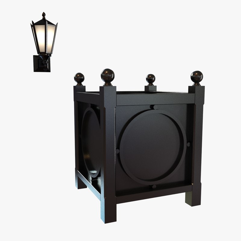 3d model exterior wall sconce metal