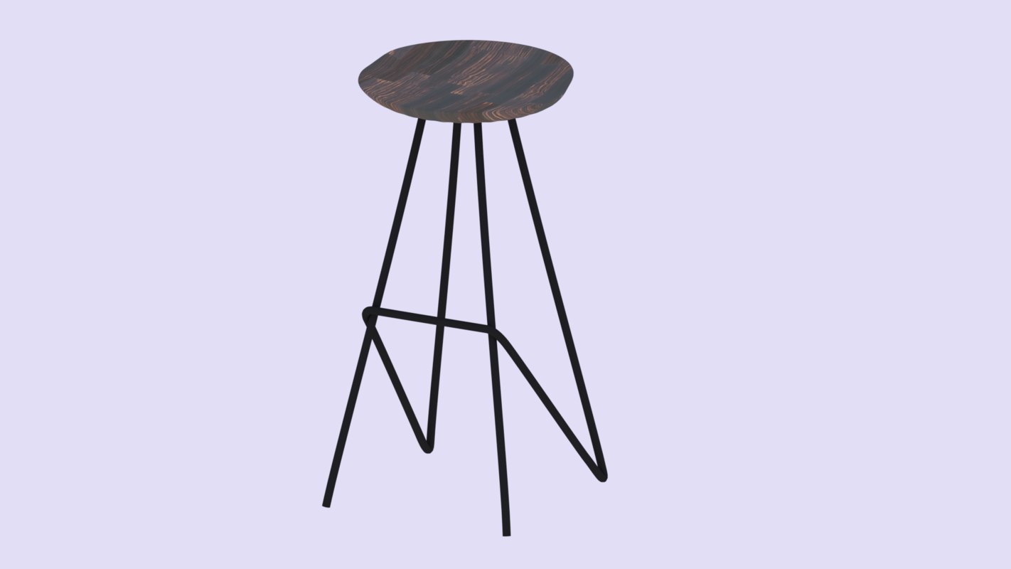 3D obj stool bar minimalist