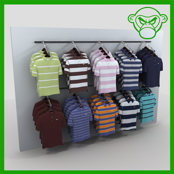 polo shirt wall display 3d model - polo shirt wall display by monkeyodoom