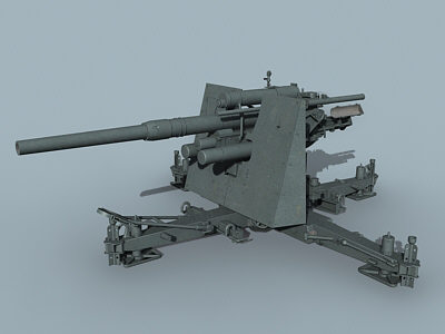 german wwii 8 8cm 3d max - FlaK 36 88mm... by Alex Kontz