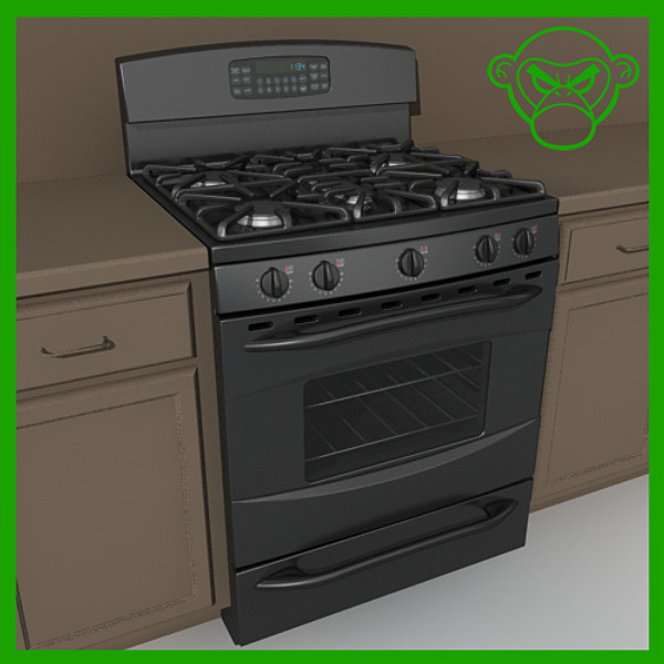 gas range 3d model - range_3 by monkeyodoom