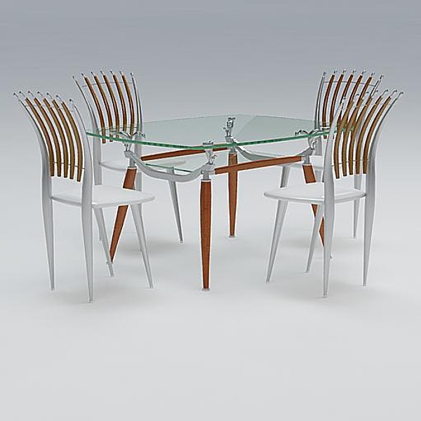 3d set dining - Dining Chair & Table 01 by sabah_au