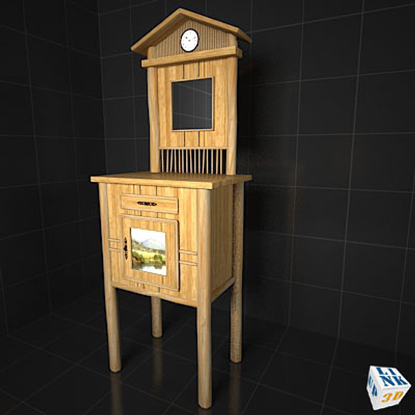 writing desk 3d max - Rustic Writing Desk by upLink3d
