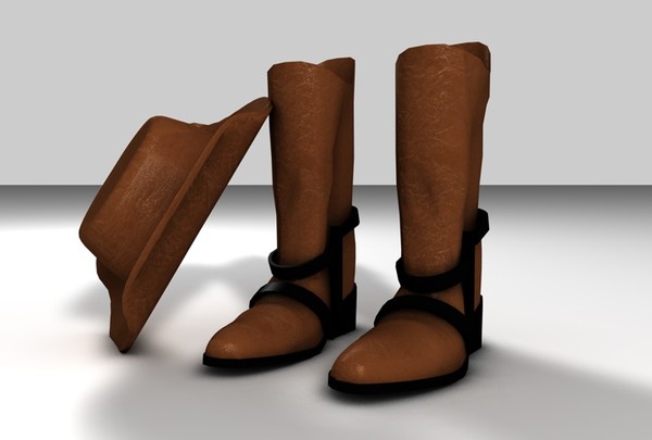 3d model cowboy hat boots - Cowboy Hat and Boots by MattTrout