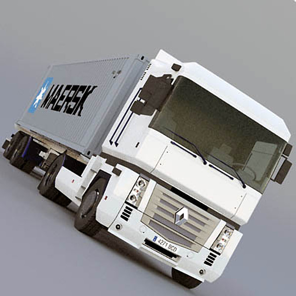 renault magnum truck containers 3d obj - Renault Magnum Semitruck by ArqArt3D