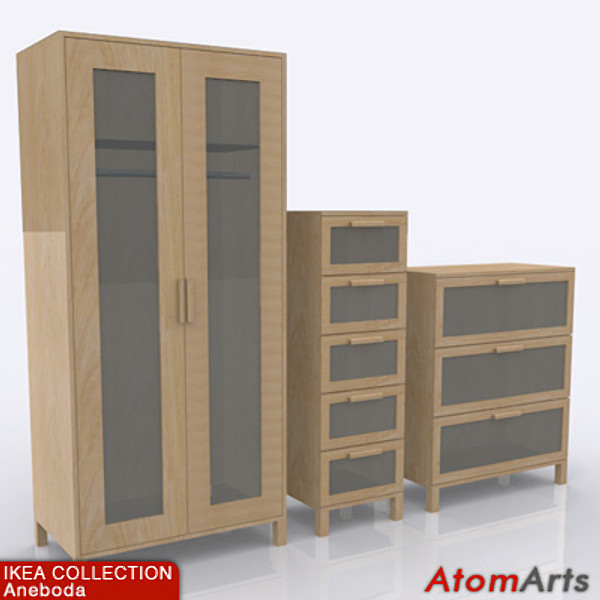 bedroom storage furniture 3d max - IKEA Aneboda Bedroom Storage by Atom Arts