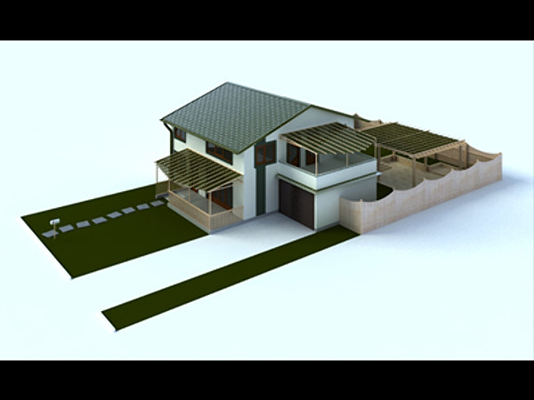 house modeled 3d max - Suburban House (*.3ds, *max) by entech