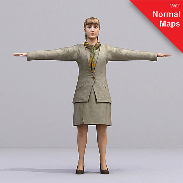 3d metropoly characters rigged human model - AWom0002-Tp by axyzdesign