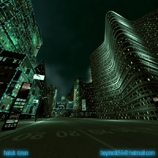 3d max street night illumination - Night Street by HalukTorun