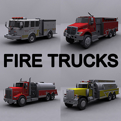 ready truck 3d model - Fire trucks collection... by GameArt3D