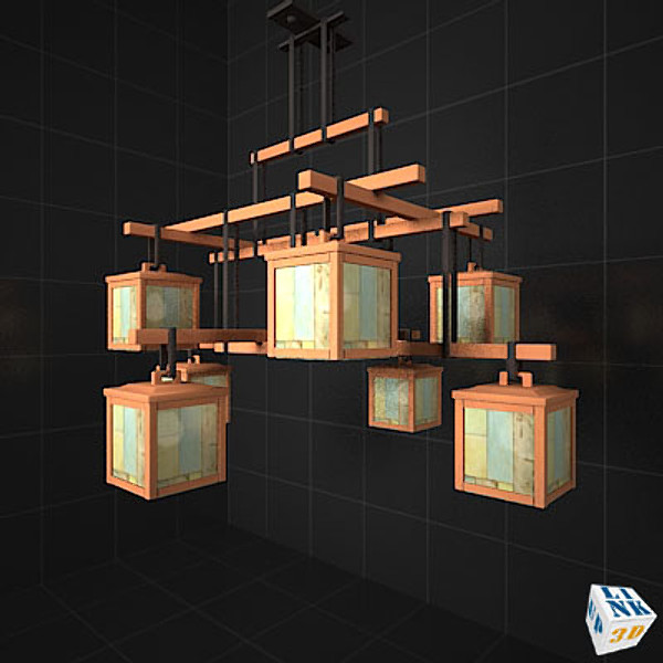 3d chandlier wood - Wood Chandlier by upLink3d