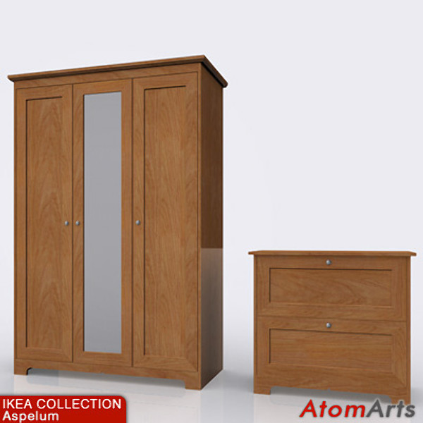 3dsmax bedroom storage furniture wood - IKEA Aspelum Bedroom Storage by Atom Arts