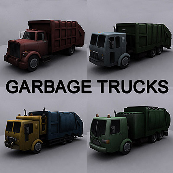 3ds max ready garbage truck - Garbage trucks collection... by GameArt3D