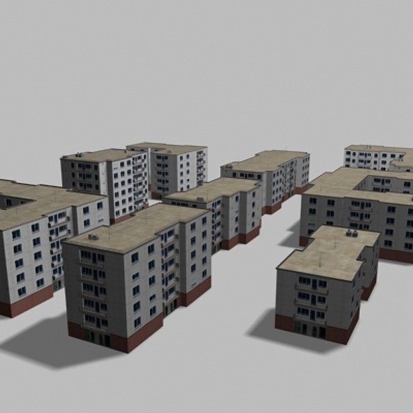 apartmenthouses building 3d model - buildings.zip... by habakuk