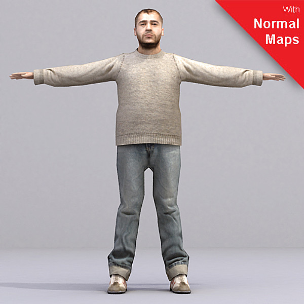 3d model metropoly characters rigged human - AMan0004-Tp by axyzdesign