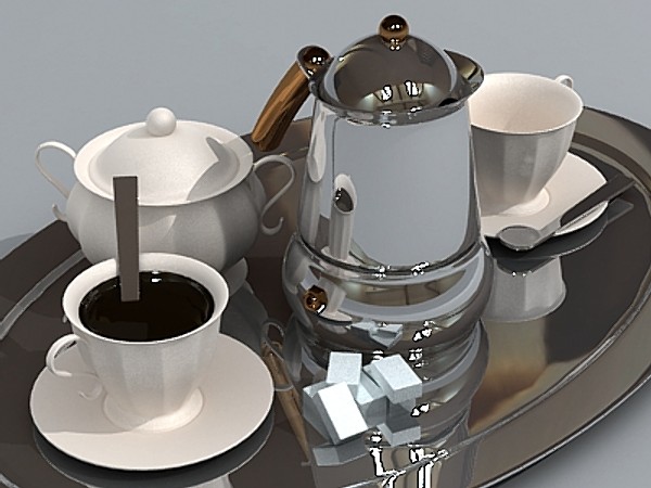 moka coffee machine cups 3d model - Coffee break by fabelar