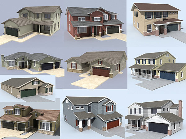 house set 10 3d 3ds - house set of 10 by monkeyodoom