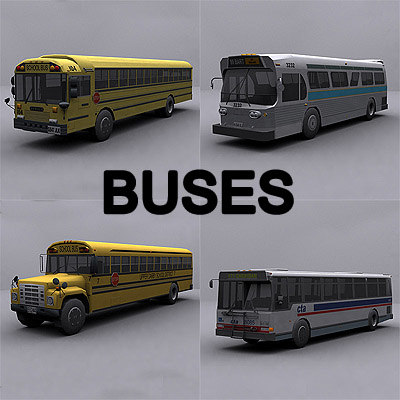ready bus buses 3d model - Buses collection... by GameArt3D