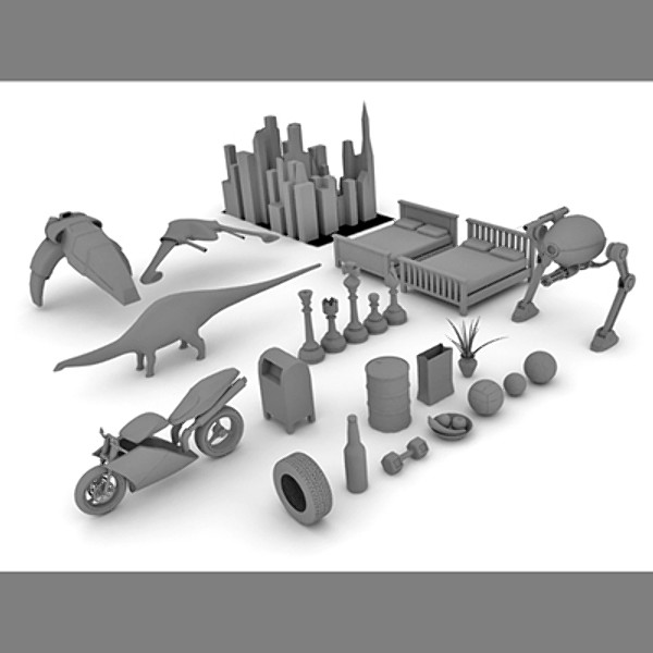 3d ma dinosaur motorcycle ships - 3D Model Mix by Analog_Kid