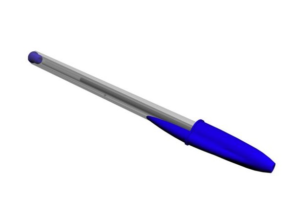 pen bic ballpoint blue 3d model - Pen Blue Ballpoint BIC 1:1 by pereirajle
