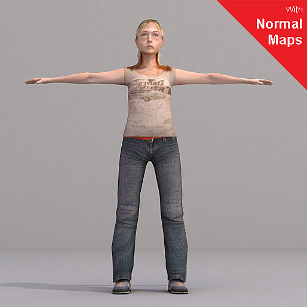 maya axyz 2 rigged characters - CWom0020-FBX by axyzdesign