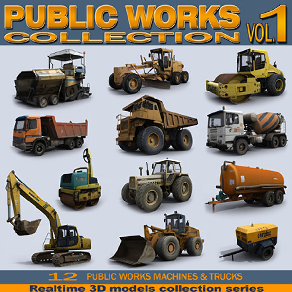 realtime machines construction public 3d model - Public Works Collection Vol.1 by papillon