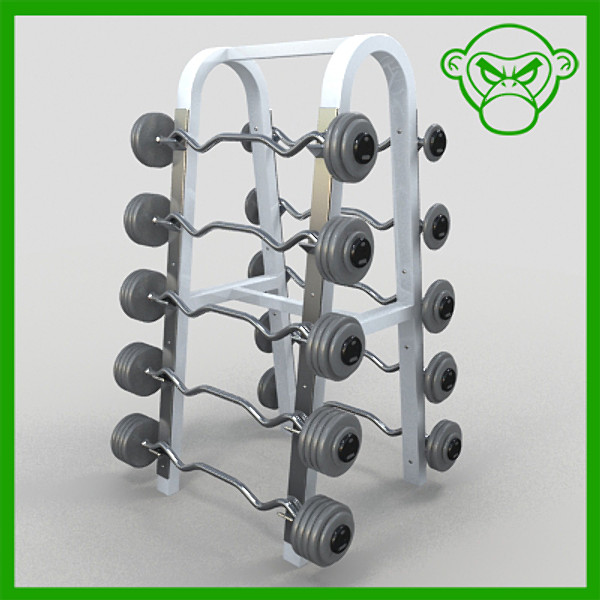 barbells rack 3d max - barbell rack by monkeyodoom