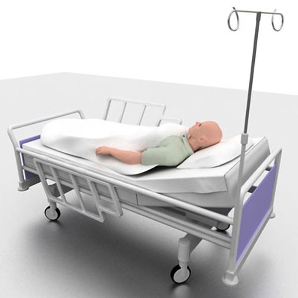icu hospital bed patient 3d model - ICU Hospital bed with patient... by kasperns