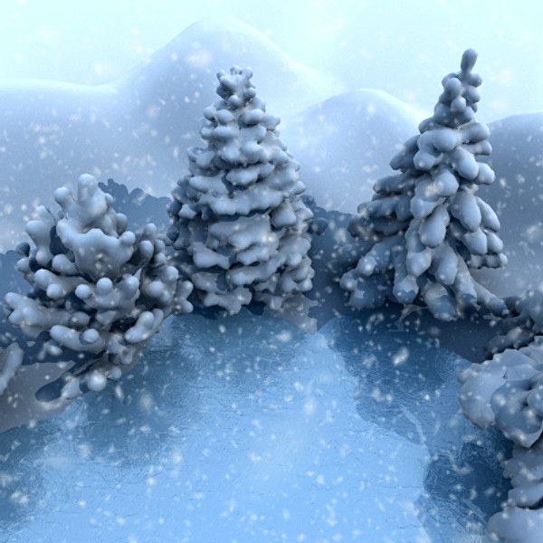 3d model winter scene lake conifer trees - Winter Lake Conifer by scripter