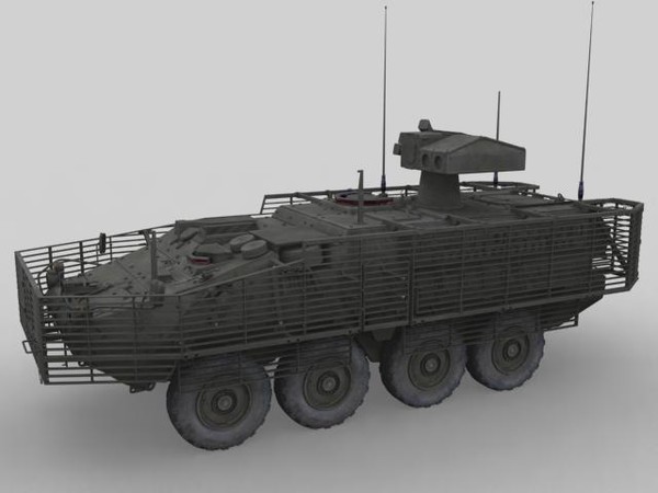 army stryker atgm 3d model - Stryker ATGM with Slat Armor by MillieModels
